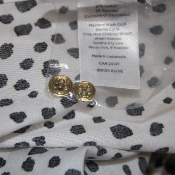 Talbots Top Sz 18W White Black Gold Metallic Animal Print Cotton Spandex Top