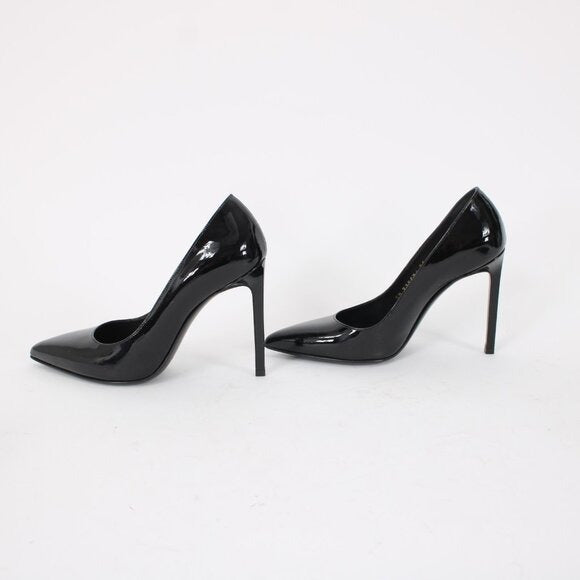 Saint Laurent ZOE Sz 35 Black Patent Leather 315534 4" Slim Square High Heels