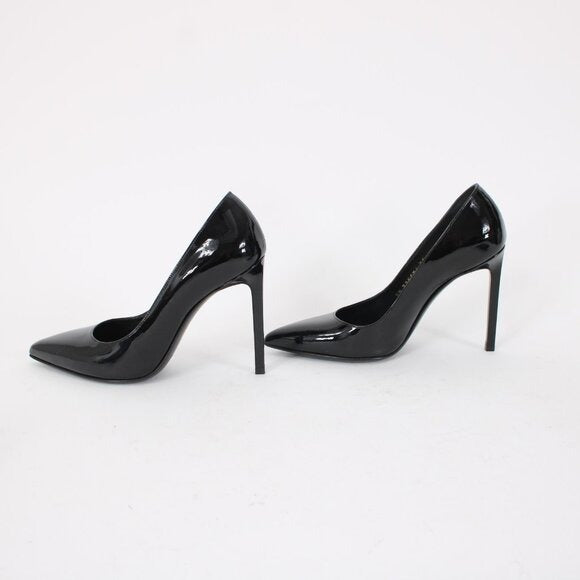 Saint Laurent ZOE Sz 35 Black Patent Leather 315534 4" Slim Square High Heels
