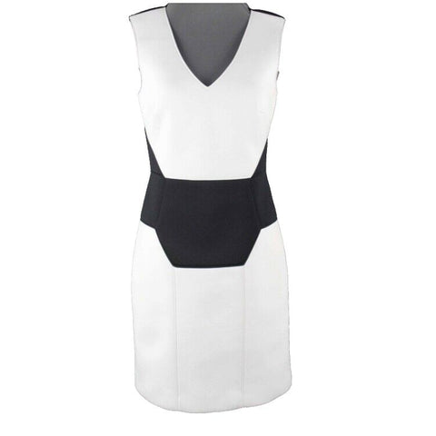 Love Moschino Sz 6 White Black Color Block Cotton Poly Blend Dress