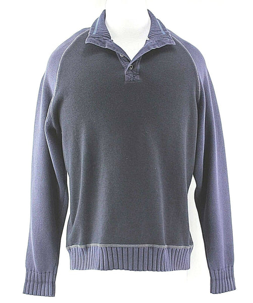 Tommy Bahama Sz M Light & Dark Navy 3 Button 100% Cotton Men's Sweater