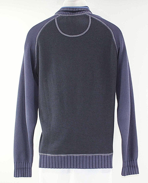Tommy Bahama Sz M Light & Dark Navy 3 Button 100% Cotton Men's Sweater