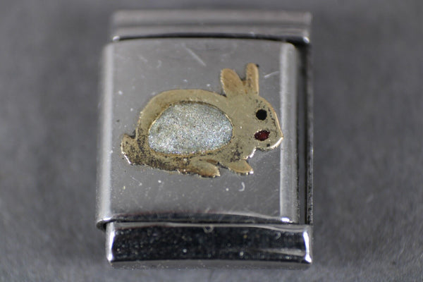 Puzzle Collection "Bunny" Gold Stainless Elastic Stretch Link Italian Charm