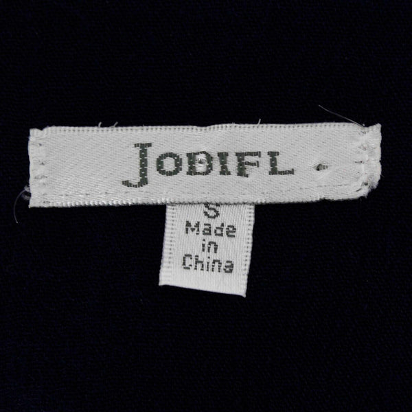 Jodifl Sz S Navy Cream Fringe Embroidered 100% Rayon Wrap Sweater