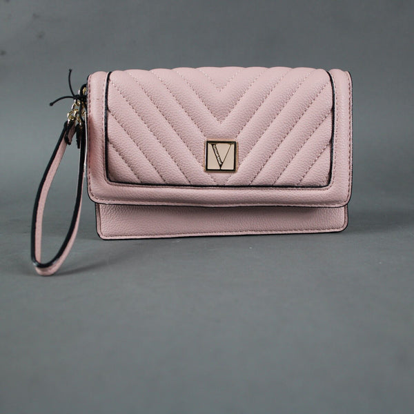 Victorias Secret NEW Pink Black 7 x 4 x 3 Faux Leather Wristlet Purse
