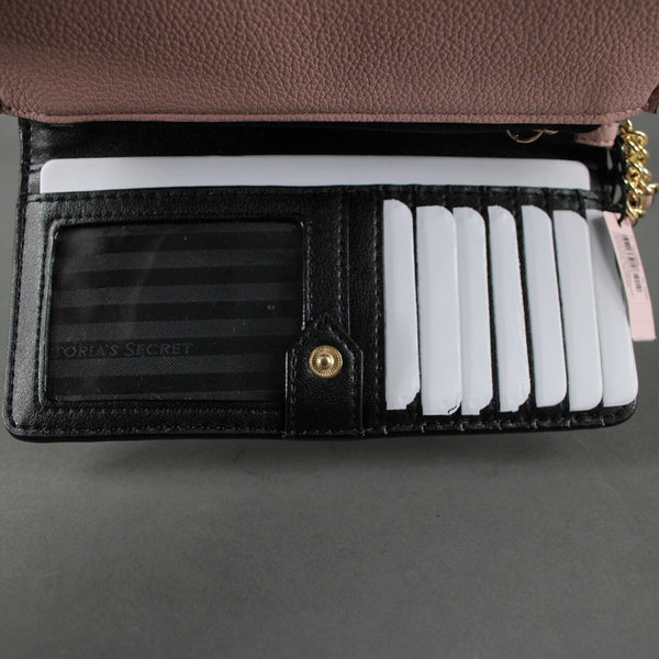 Victorias Secret NEW Pink Black 7 x 4 x 3 Faux Leather Wristlet Purse