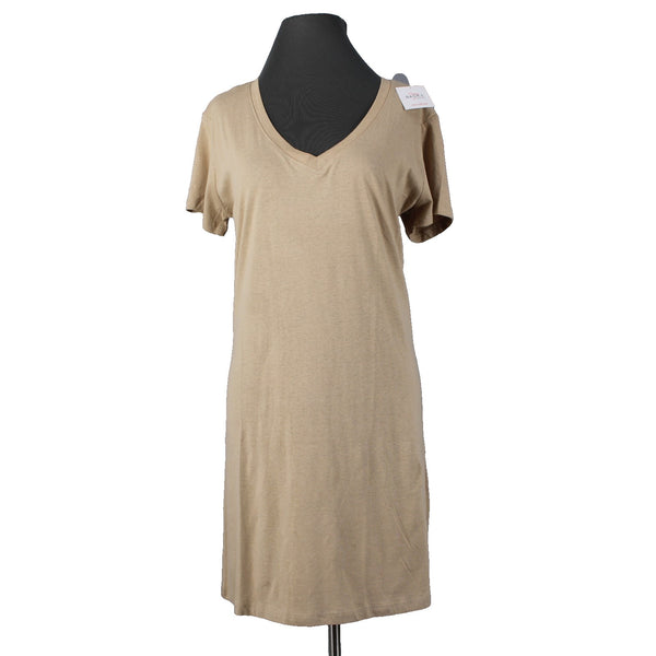 Sexy Basics Dress NEW $60 Sz XL Tan Short Sleeve Tee Shirt 100% Cotton Dress