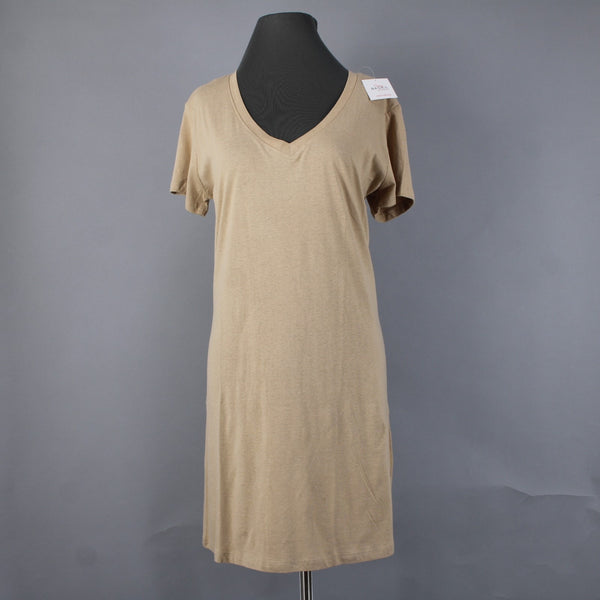 Sexy Basics Dress NEW $60 Sz XL Tan Short Sleeve Tee Shirt 100% Cotton Dress