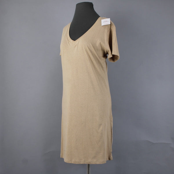 Sexy Basics Dress NEW $60 Sz XL Tan Short Sleeve Tee Shirt 100% Cotton Dress