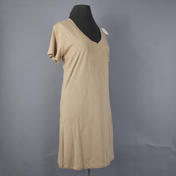 Sexy Basics Dress NEW $60 Sz XL Tan Short Sleeve Tee Shirt 100% Cotton Dress