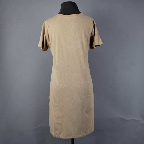 Sexy Basics Dress NEW $60 Sz XL Tan Short Sleeve Tee Shirt 100% Cotton Dress