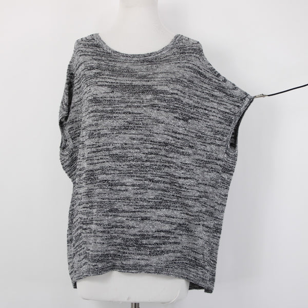 Pure Jill Top NEW $79 Sz S Black White Hi Lo Linen Cotton Top
