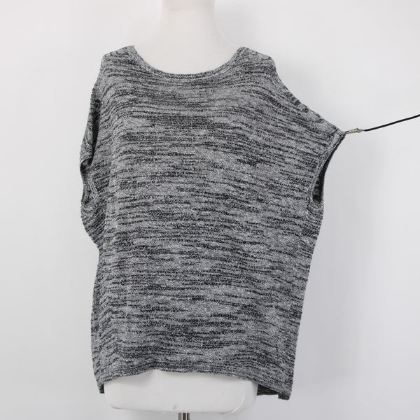 Pure Jill Top NEW $79 Sz S Black White Hi Lo Linen Cotton Top