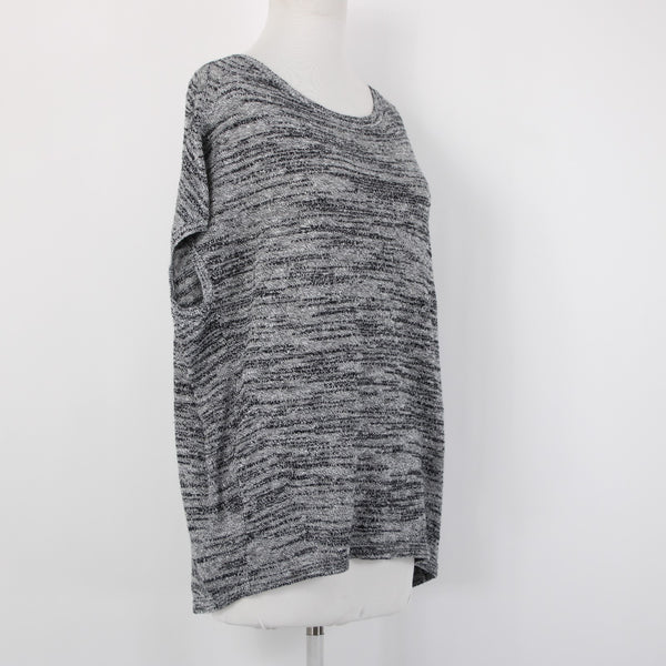 Pure Jill Top NEW $79 Sz S Black White Hi Lo Linen Cotton Top
