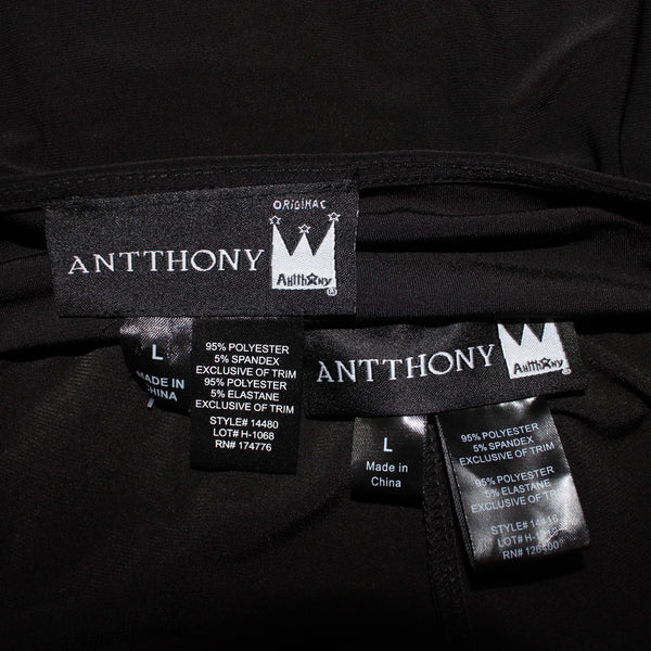 Antthony Top Pant Set NEW Sz L Black Bronze Flared Sleeves Poly Spandex Pant Set