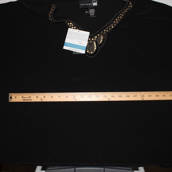 Antthony Top Pant Set NEW Sz L Black Bronze Flared Sleeves Poly Spandex Pant Set