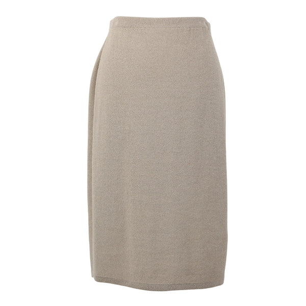 Steve Fabrikant Skirt Neiman Marcus Sz S Tan Santana Knit Wool Rayon Skirt