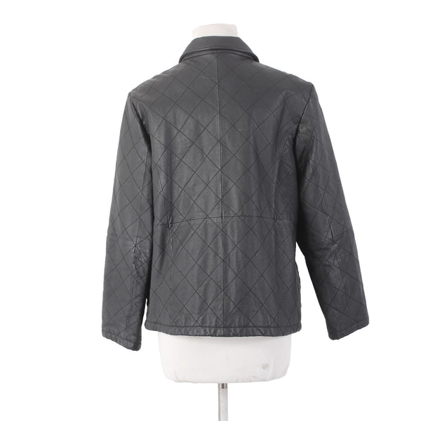 Dialogue Jacket Sz S Black Silver Collared Pockets  100% Leather Polyester Lined