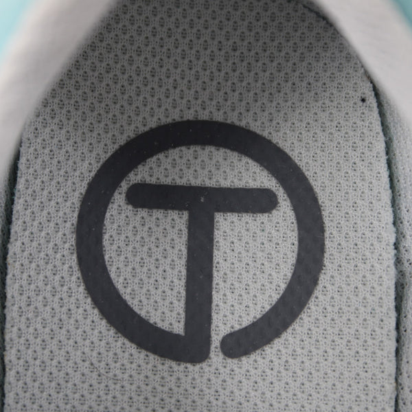 Talbots Tennies Shoes Sz 5.5 M Blue Navy White Lace Up Leather Fabric Suede 1"