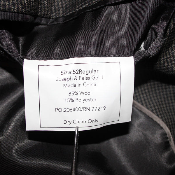 Joseph Feiss 52R Blazer Jacket Gray Black Two Button Wool Polyester Blazer