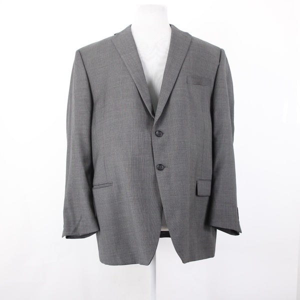 Joseph Feiss 52R Blazer Jacket Gray Black Two Button Wool Polyester Blazer