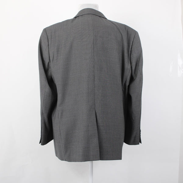 Joseph Feiss 52R Blazer Jacket Gray Black Two Button Wool Polyester Blazer