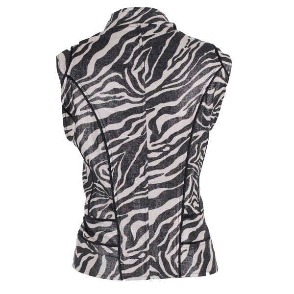 Chicos NEW $99 Sz 2 Black White Zebra Print Linen Rayon Vest