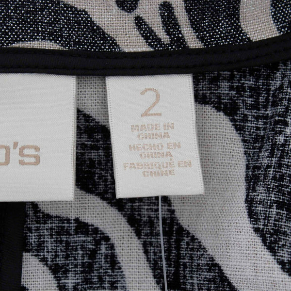 Chicos NEW $99 Sz 2 Black White Zebra Print Linen Rayon Vest