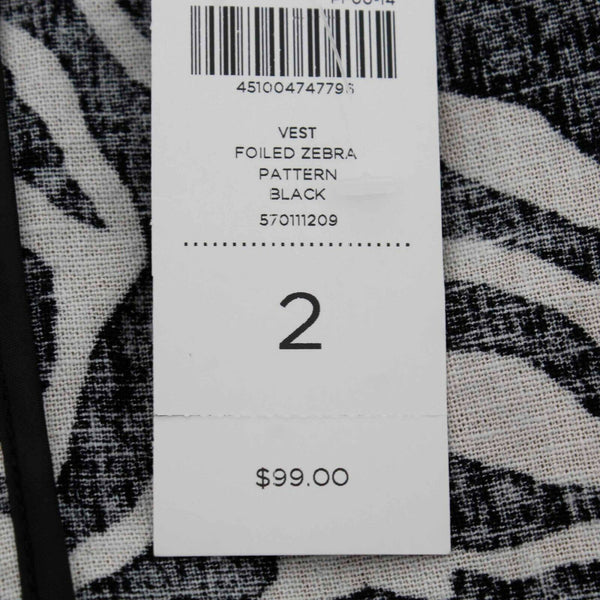 Chicos NEW $99 Sz 2 Black White Zebra Print Linen Rayon Vest