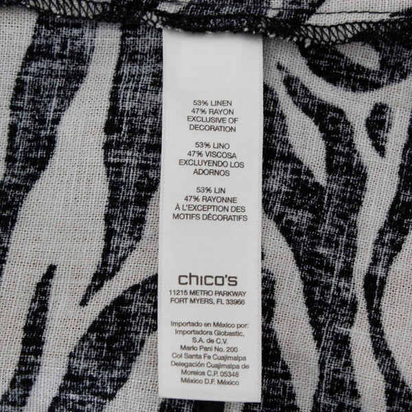 Chicos NEW $99 Sz 2 Black White Zebra Print Linen Rayon Vest