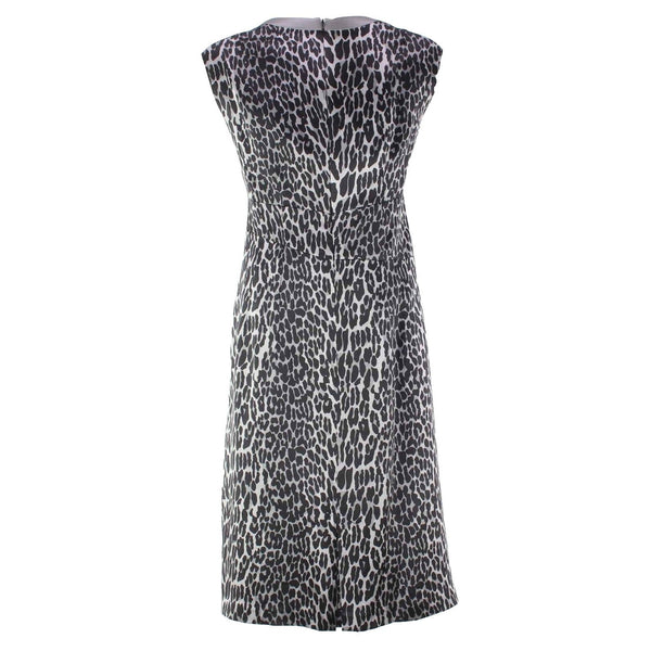 Nanette Lepore Sz 4 Black Gray Animal V Neck Silk Acetate Lined Dress