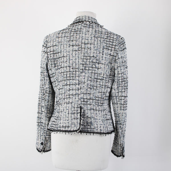 Anne Klein Sz 8 White Blue Pink Multi Color Poly Acrylic Tweed Blazer Jacket