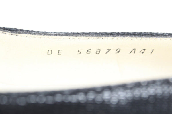 Ferragamo New $170 Sz 8.5AA Narrow Black Textured Spiga Calf 2" Heels