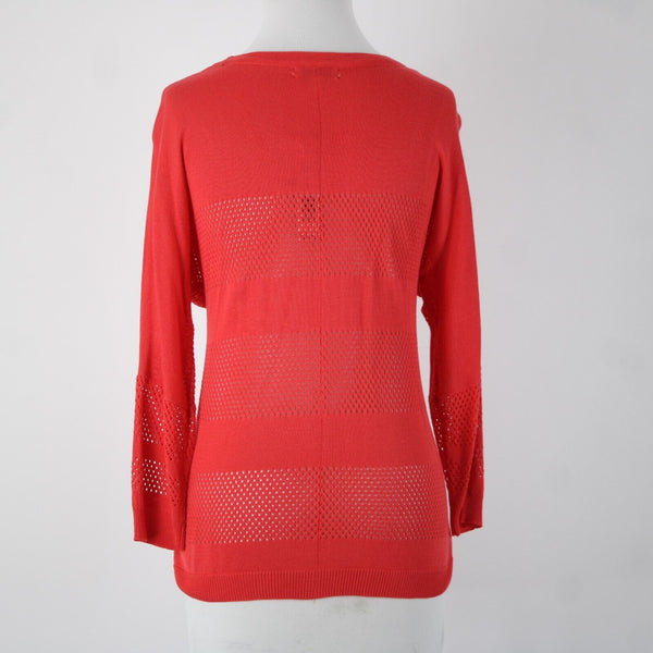 Joseph A NEW $68 Sz S Strawberry Pink Button Up Sheer Eyelet 100% Rayon Cardigan