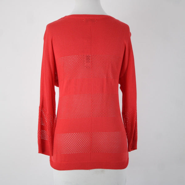 Joseph A NEW $68 Sz S Strawberry Pink Button Up Sheer Eyelet 100% Rayon Cardigan