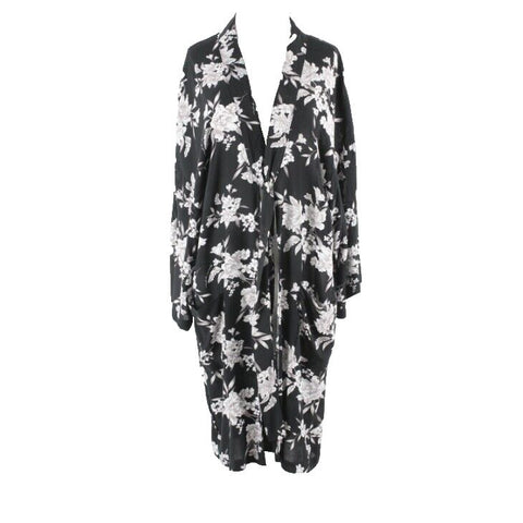 Spiritual Gangster Sz OS Black Lav Multi Kimono Sleeve Self Tie 100% Rayon Wrap