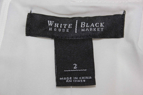 White House Black NEW $148 Sz 2 Cream Gold Stud Pencil Rayon Blend Skirt
