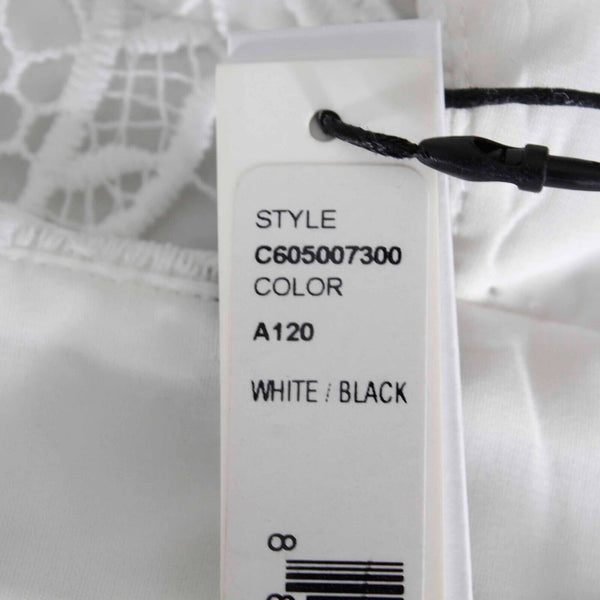 Alice Olivia NEW $220 Sz 10 White Black Lace Overlay Lined Poly Blend CropTop