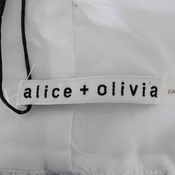 Alice Olivia NEW $220 Sz 10 White Black Lace Overlay Lined Poly Blend CropTop