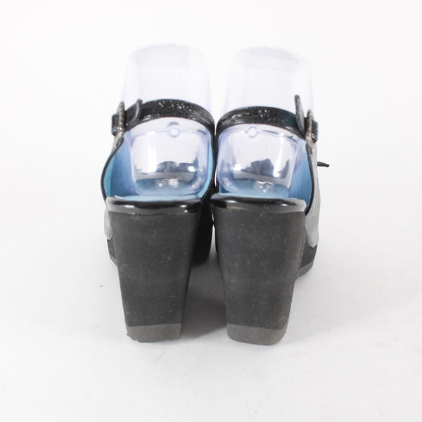 Thierry Rabotin Wedge Heels Alana Sz 38 Black Patent Leather 3.5" Wedge Heel