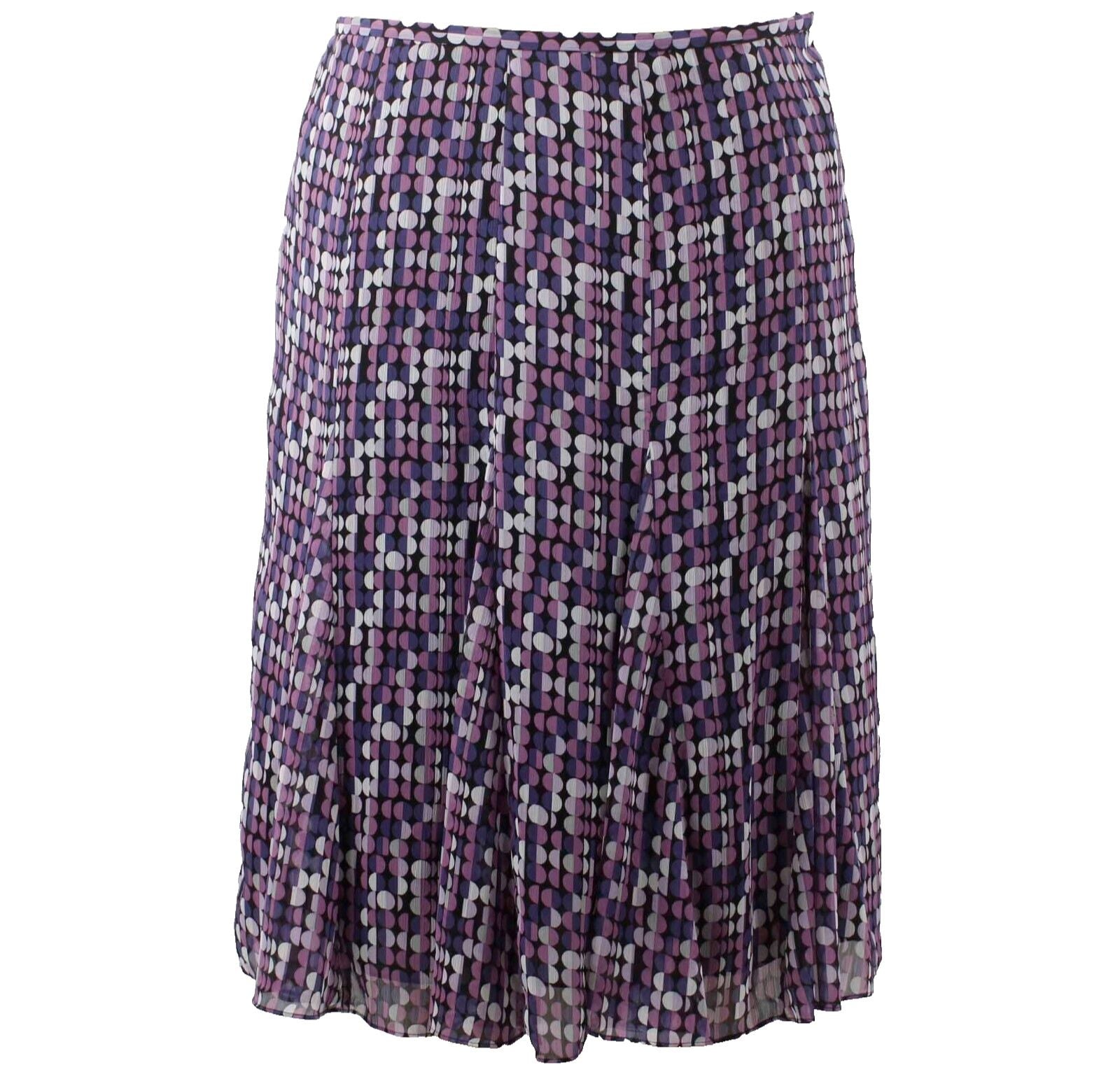 Style Co Sz 16 Purple Multi Polka Dot Sheer Lined Godet Poly Midi Skirt