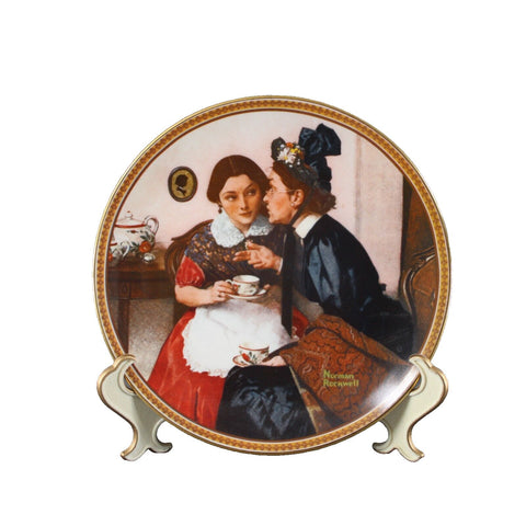 Edwin M Knowles 1854 Gossiping In The Alcove By Norman Rockwell #14926F Plate