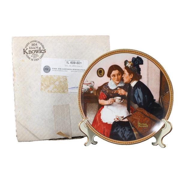 Edwin M Knowles 1854 Gossiping In The Alcove By Norman Rockwell #14926F Plate