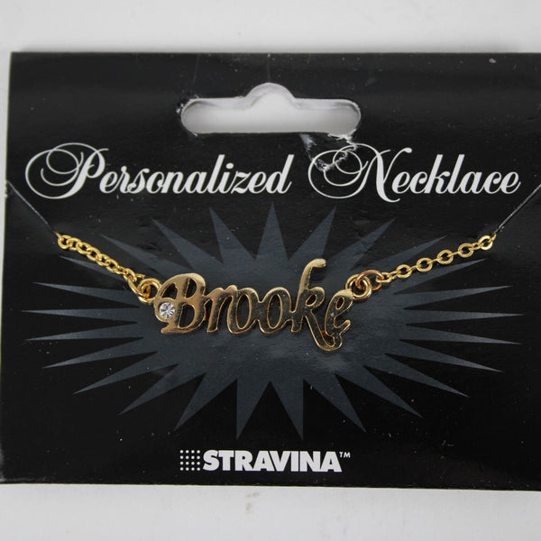 BROOKE NEW Name Goldtone Rhinestone Accent 14.5" w 4.5" Multi Ring Ext Necklace