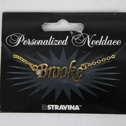 BROOKE NEW Name Goldtone Rhinestone Accent 14.5" w 4.5" Multi Ring Ext Necklace