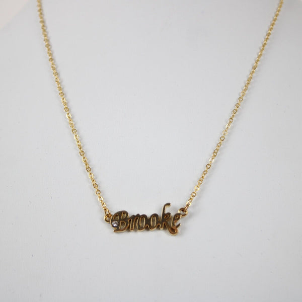 BROOKE NEW Name Goldtone Rhinestone Accent 14.5" w 4.5" Multi Ring Ext Necklace
