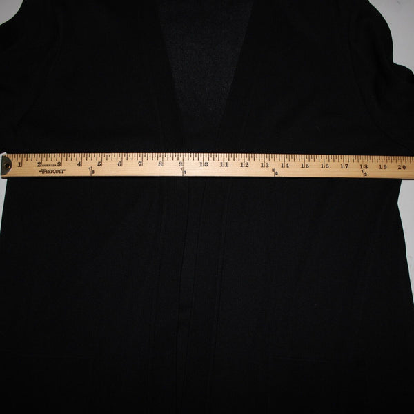 Misook Sz L Black Side Slits Pockets Rayon Acrylic Polyester Wrap