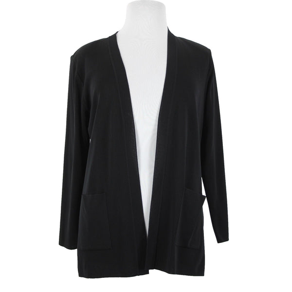 Misook Sz L Black Side Slits Pockets Rayon Acrylic Polyester Wrap