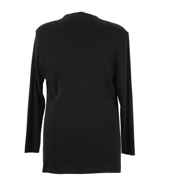 Misook Sz L Black Side Slits Pockets Rayon Acrylic Polyester Wrap