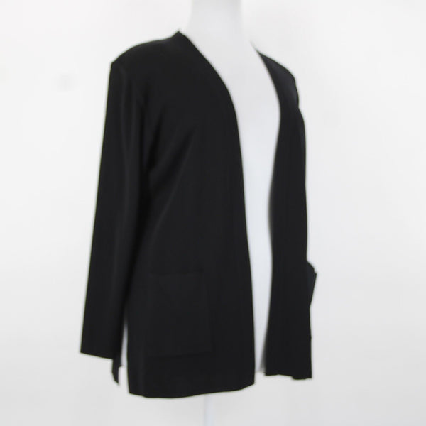Misook Sz L Black Side Slits Pockets Rayon Acrylic Polyester Wrap